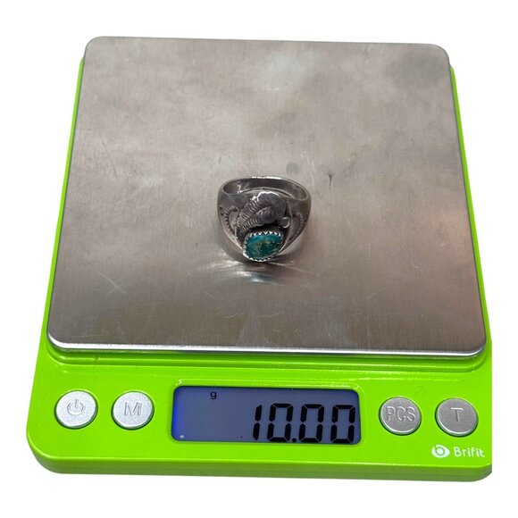 Vintage Sterling Silver Turquoise Ring Native American Navajo Old Pawn Size 9 - Picture 9 of 9